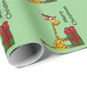 Papier Cadeau Girafe drôle dans la conception de Noël de