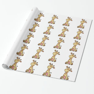 PAPIER CADEAU GIRAFE MIGNONNE