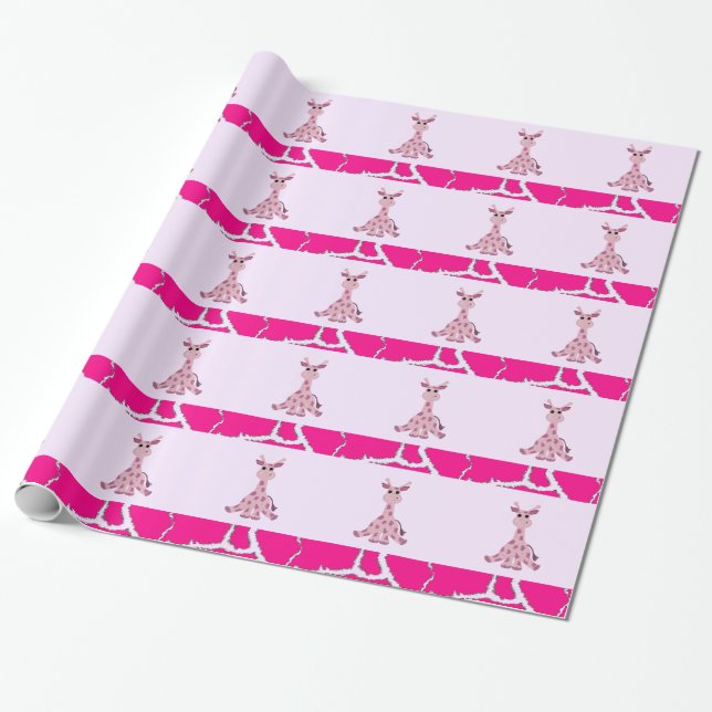 Papier Cadeau Giraffe assise avec de la fourrure de Giraffe Impr (Déroulé)