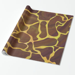 Papier Cadeau Giraffe Brown et jaune