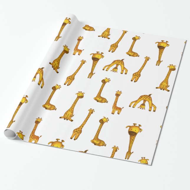 Papier Cadeau Giraffe Cute Safari Motif animal (Déroulé)