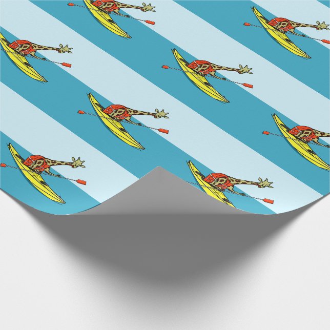 Papier Cadeau Giraffe de dessin animé en kayak de mer (Coin)