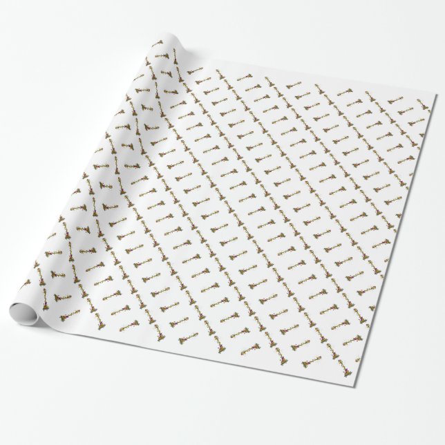 Papier Cadeau Giraffe de Noël (Déroulé)