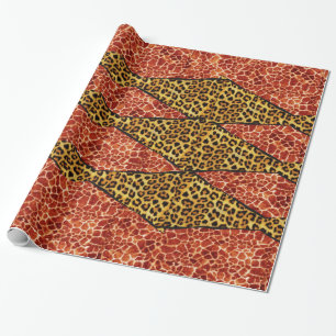 PAPIER CADEAU GIRAFFE IMPRIMÉ, RIBBON DE FOURRURE LÉOPARD