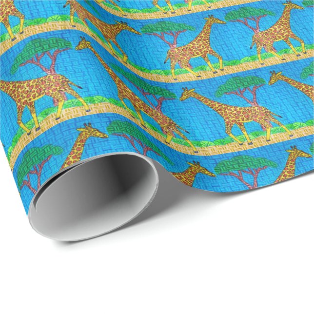 Papier Cadeau Giraffe - Papier d'enveloppement (Coin rond)