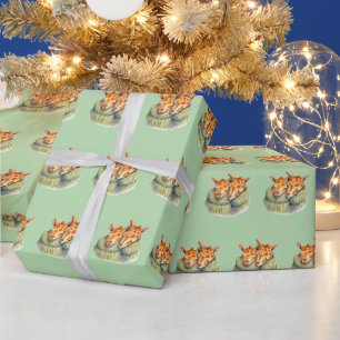 Papier Cadeau Giraffes dormantes jumelles