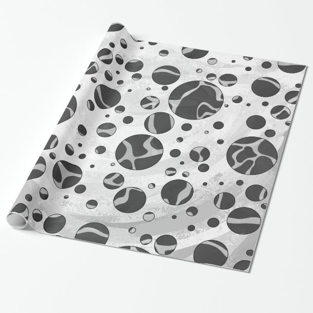 Papier Cadeau Giraffy Polka Dot noir et gris clair Impression (Déroulé)