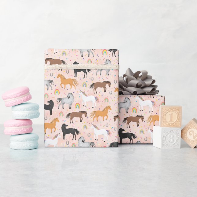Papier Cadeau Girls Cute Magical Cute Pink Unicorn Birthday (Baby Shower)