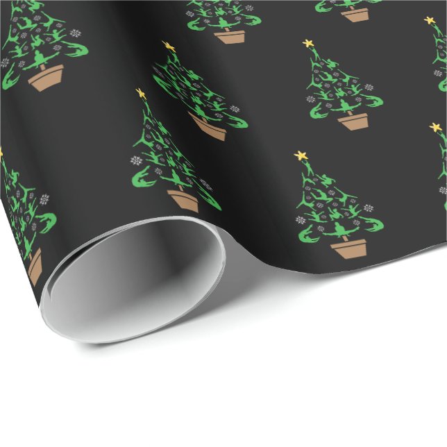 Papier Cadeau Girls Gymnastique Arbre de Noël (Coin rond)