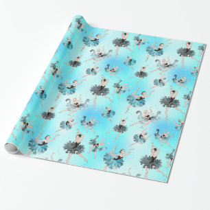 Papier Cadeau Girly Aqua Tutu Ballerina Avec Arrière - plan Aqua