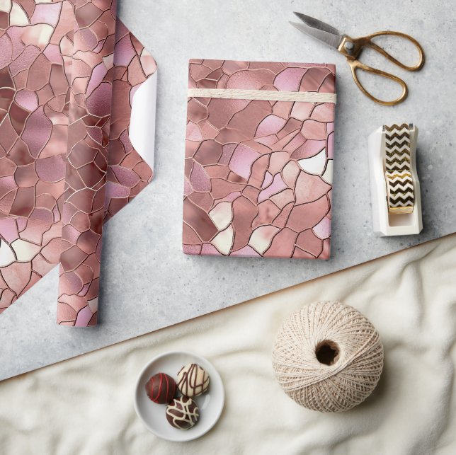 Papier Cadeau Girly Chic Rose Rose Gold Abstrait (Artisanat)