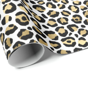 Papier Cadeau Girly Glam Gold Empreinte de léopard 