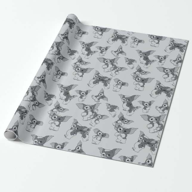 Papier Cadeau Gizmo | Motif noir et blanc (Déroulé)