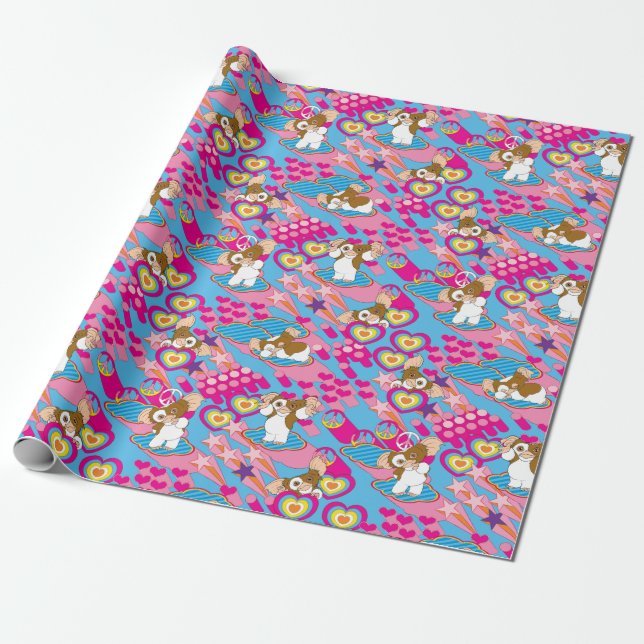 Papier Cadeau Gizmo | Pink Peace & Love Motif (Déroulé)