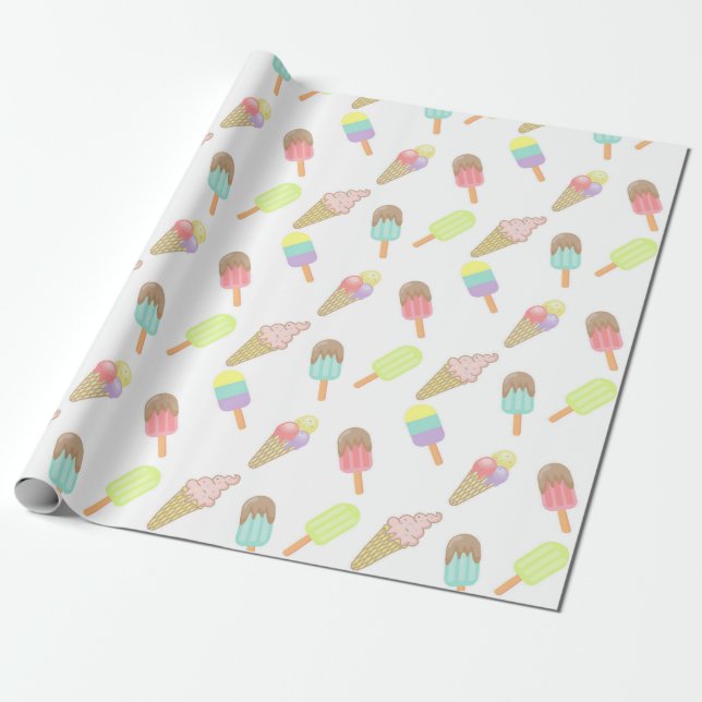 Papier Cadeau Glaces en papier d'emballage  (Déroulé)