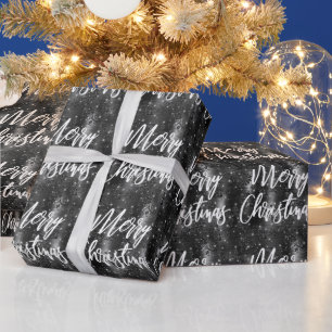 Papier Cadeau Glam Black Floral Parties scintillant Joyeux Noël 