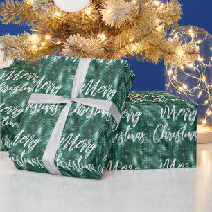 Papier Cadeau Glam Emerald Green Joyeux Noël Calligraphie