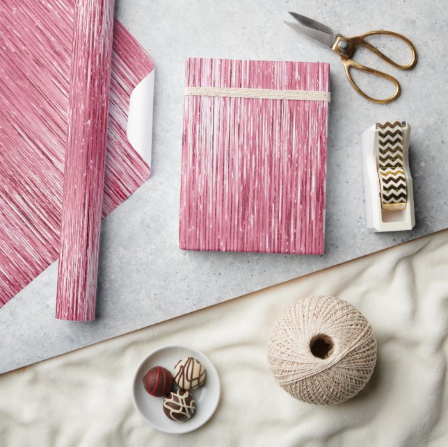 Papier Cadeau Glam Girl rose étincelle rayures (Artisanat)