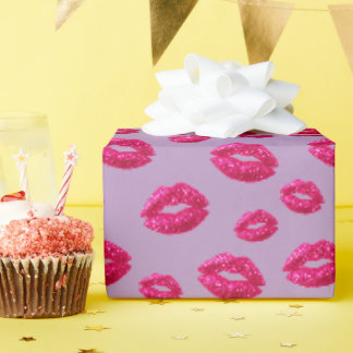 Papier Cadeau Glam Glitter Lipstick Kiss