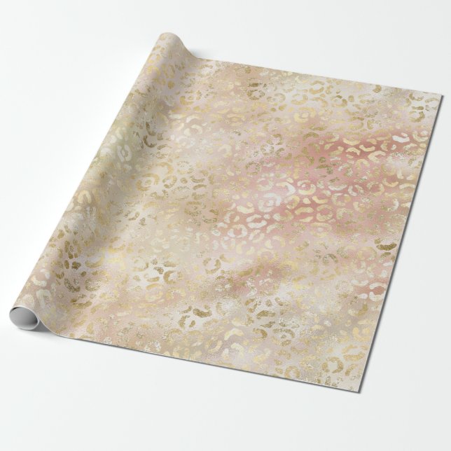 Papier Cadeau Glam Gold Rose (Déroulé)