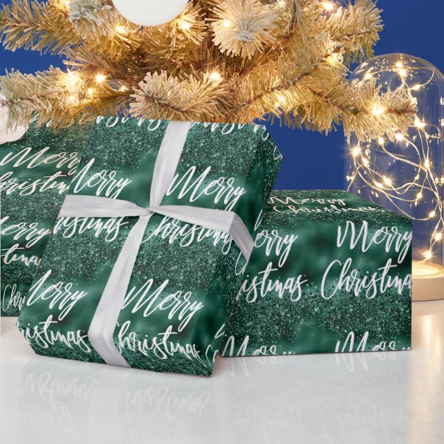 Papier Cadeau Glam Green Foil Parties scintillant Joyeux Noël Sc (Vacances)