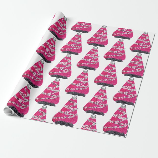 Papier Cadeau Glam Pink sapin de Noël (Déroulé)
