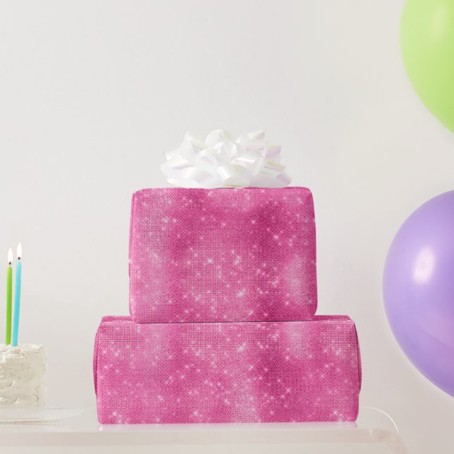 Papier Cadeau Glam rose étincelant Anniversaire (Cadeaux de fête)