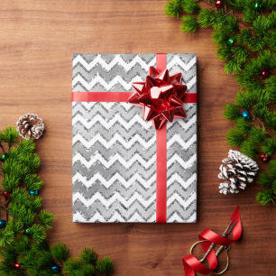 Papier Cadeau Glam Silver White Zigzag Stripes
