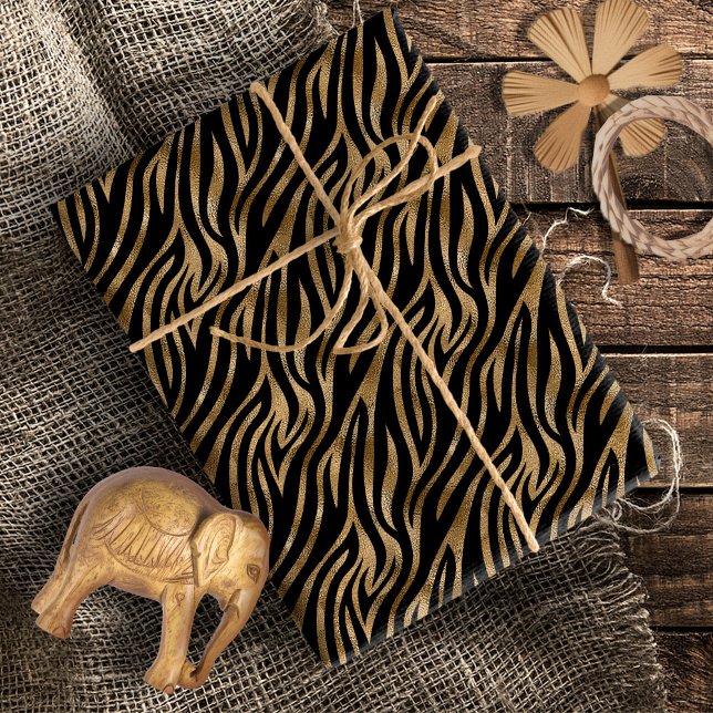 Papier Cadeau Glam Zebra Stripes Motif Black Gold ID1151 (Créateur téléchargé)