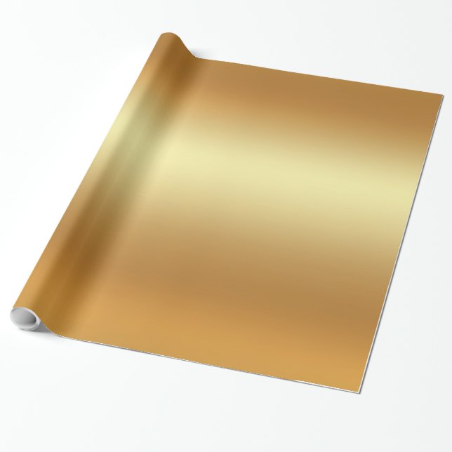 Papier Cadeau Glamor Faux Or Élégant Moderne Golden Glossy (Déroulé)