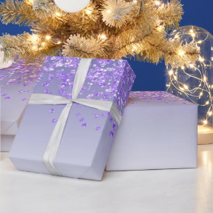 Papier Cadeau Glamour Douce 16 Paillettes Violettes Tombantes