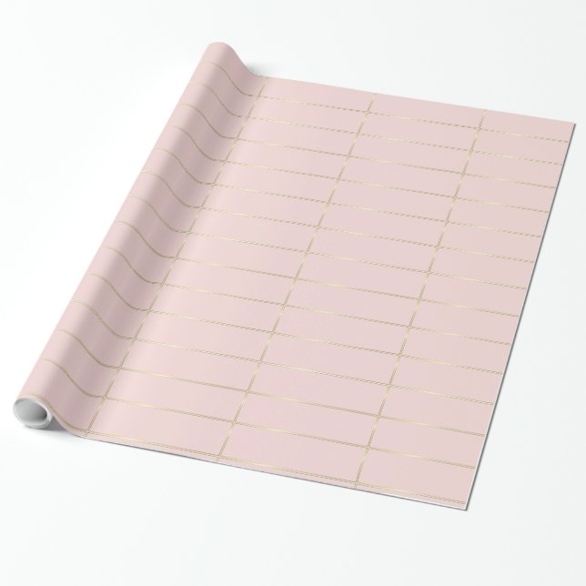 Papier Cadeau Glamour rose brillant à rayures dorées (Déroulé)