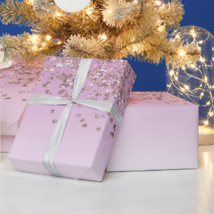 Papier Cadeau Glamour Sweet 16 Pailleté Or Rose Tombant