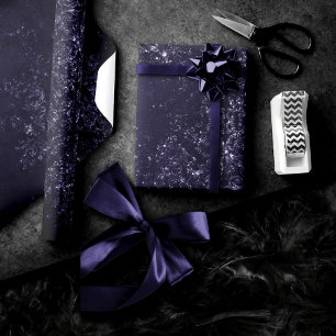 Papier Cadeau Glimmery Indigo Grunge   Midnight Purple Damask