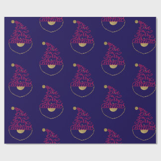 Papier Cadeau Glitter Santa Script Cute Modern Christmas 