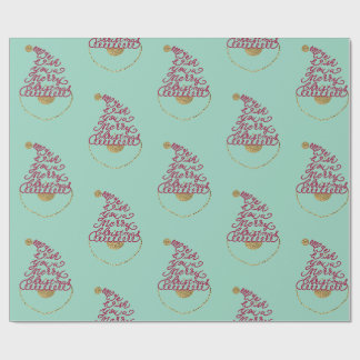 Papier Cadeau Glitter Santa Script Cute Modern Christmas 