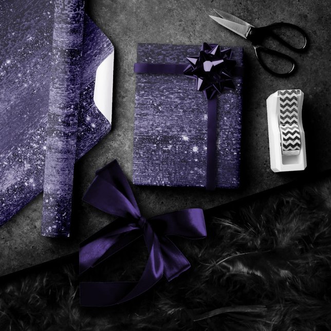 Papier Cadeau Glitzy Foil | Magenta Hot Rose Blush Faux Shimmer (Créateur téléchargé)