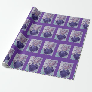 Papier Cadeau Glorieuse Aquarelle violette Iris Fleur Fleur Enve