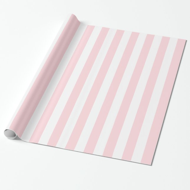Papier Cadeau Glossy Wrapping Paper Pink & White Stripe  (Déroulé)
