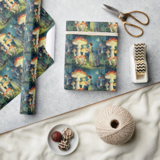 Papier Cadeau Glowing giant mushroom garden