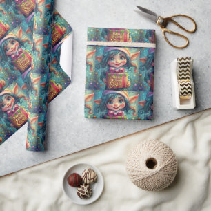 Papier Cadeau Gnome d'anniversaire - Bonne soeur d'anniversaire