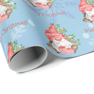 Papier Cadeau Gnome de Noël avec arbre présent Personnalisé