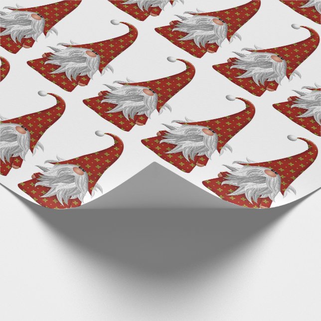 Papier Cadeau Gnome de Noël en costume rouge (Coin)