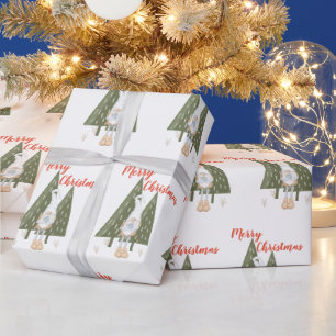Papier Cadeau Gnome de Noël fantaisiste Joyeux Noël 