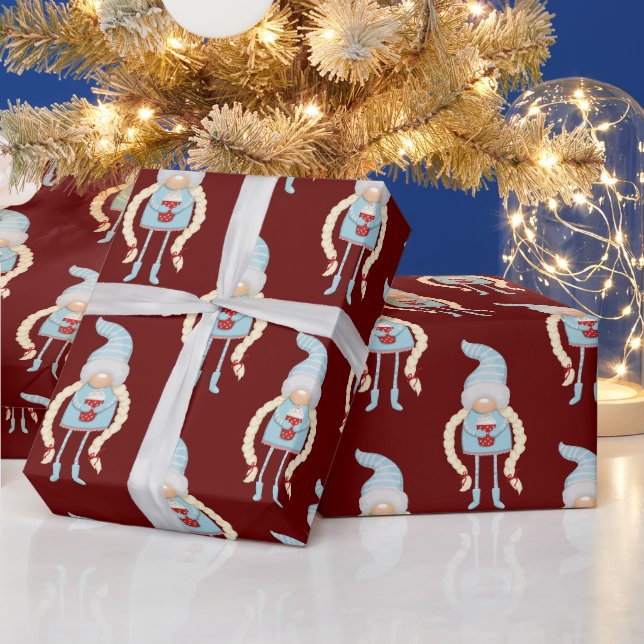 Papier Cadeau Gnome de Noël scandinave (Vacances)