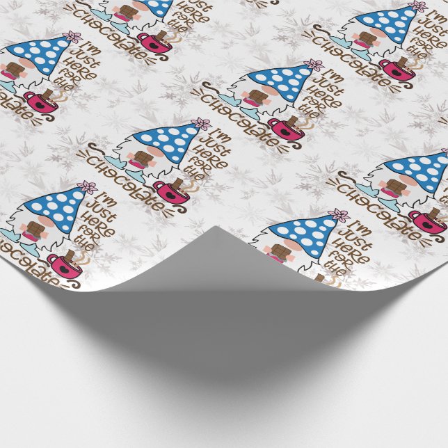 Papier Cadeau Gnome d'hiver Je suis juste ici pour le chocolat (Coin)
