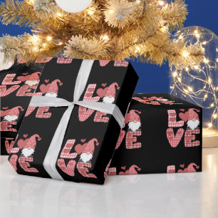 Papier Cadeau Gnome Mignon Cœur d'Amour Jour de la Saint-Valenti