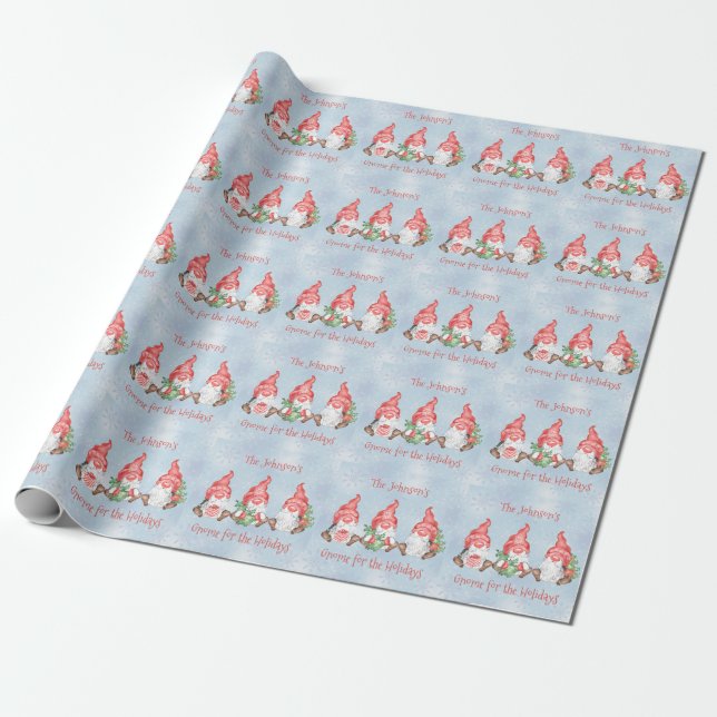 Papier Cadeau Gnome scandinave pour les fêtes Personnalisé  (Déroulé)
