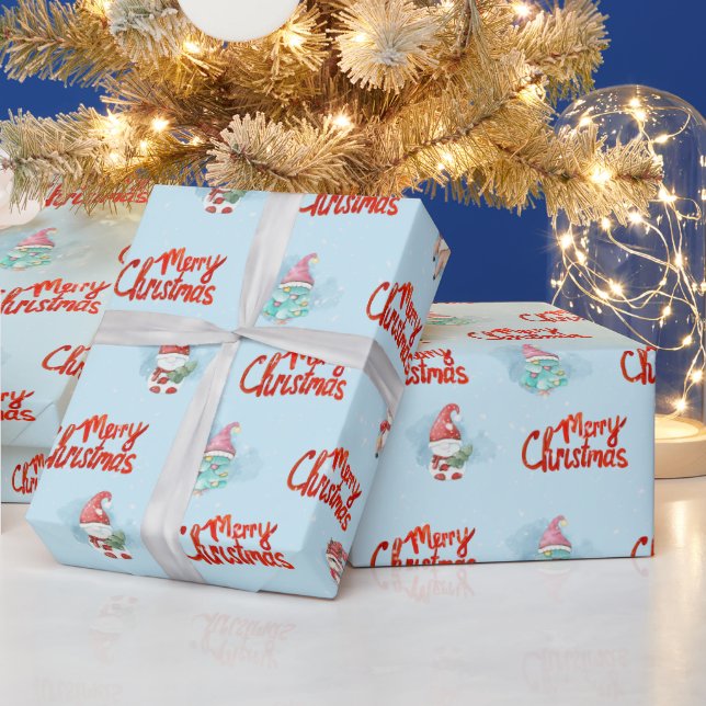 Papier Cadeau Gnomes, Cerfs et Snowmen en Snowflakes (Vacances)