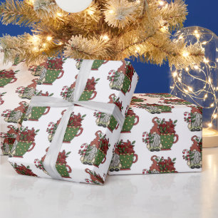 Papier Cadeau gnomes de café de Noël